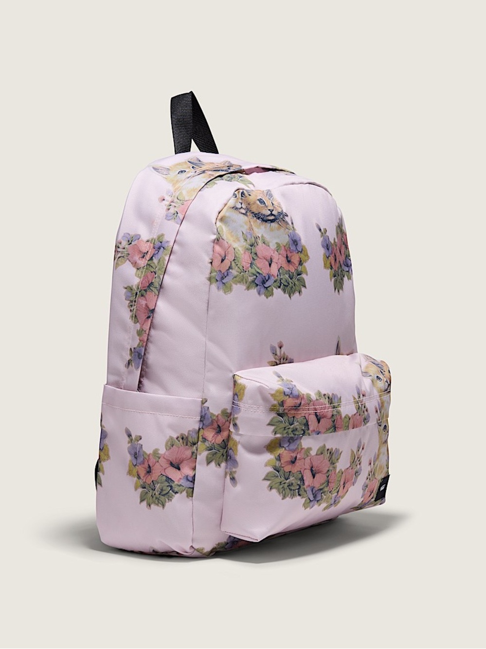 Vans Old Skool Drop V Backpack Light Pink Floral Kitten Print - Picture 3 of 10